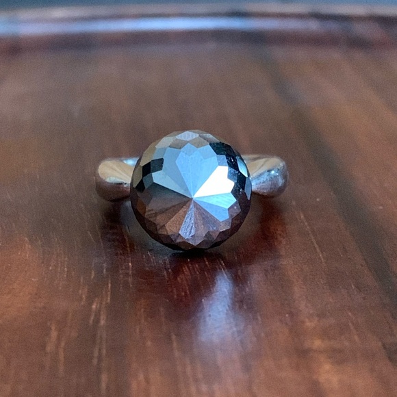 Lencia 925 silver ring with gray faceted stone size 6.5 - Picture 2 of 10